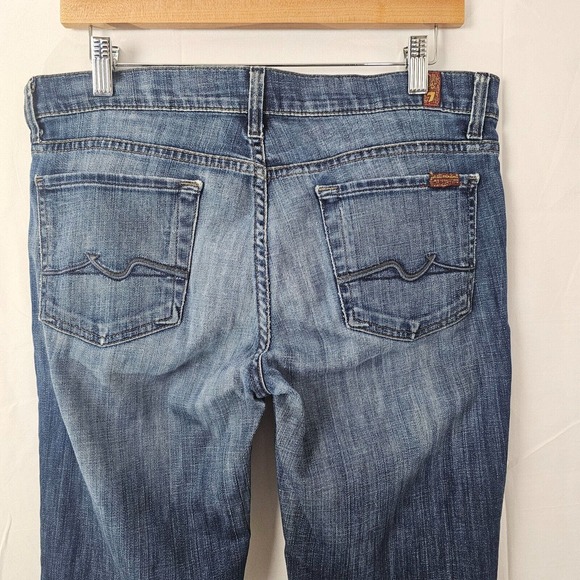 7 For All Mankind Womens Size 30 32x33 High Waist Bootcut Jeans Dark Blue Denim - Picture 5 of 13